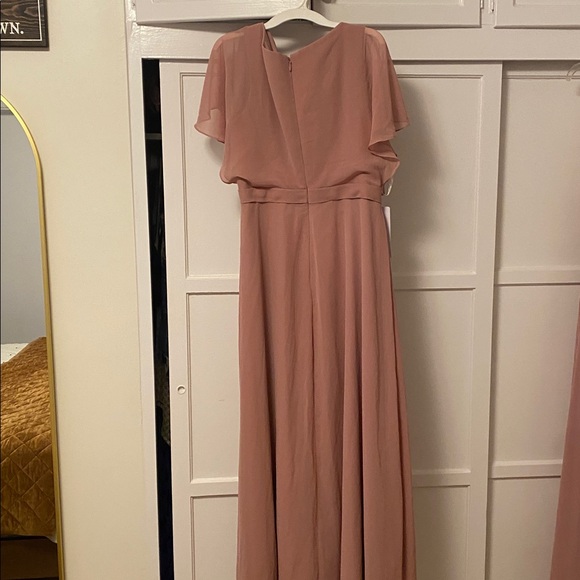NWT Azazie Aaliyah A-Line Scoop Pleated Chiffon Dress Dusty Rose A16 - Picture 4 of 4